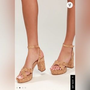NIB Lulu’s Selah cork ankle strap heels